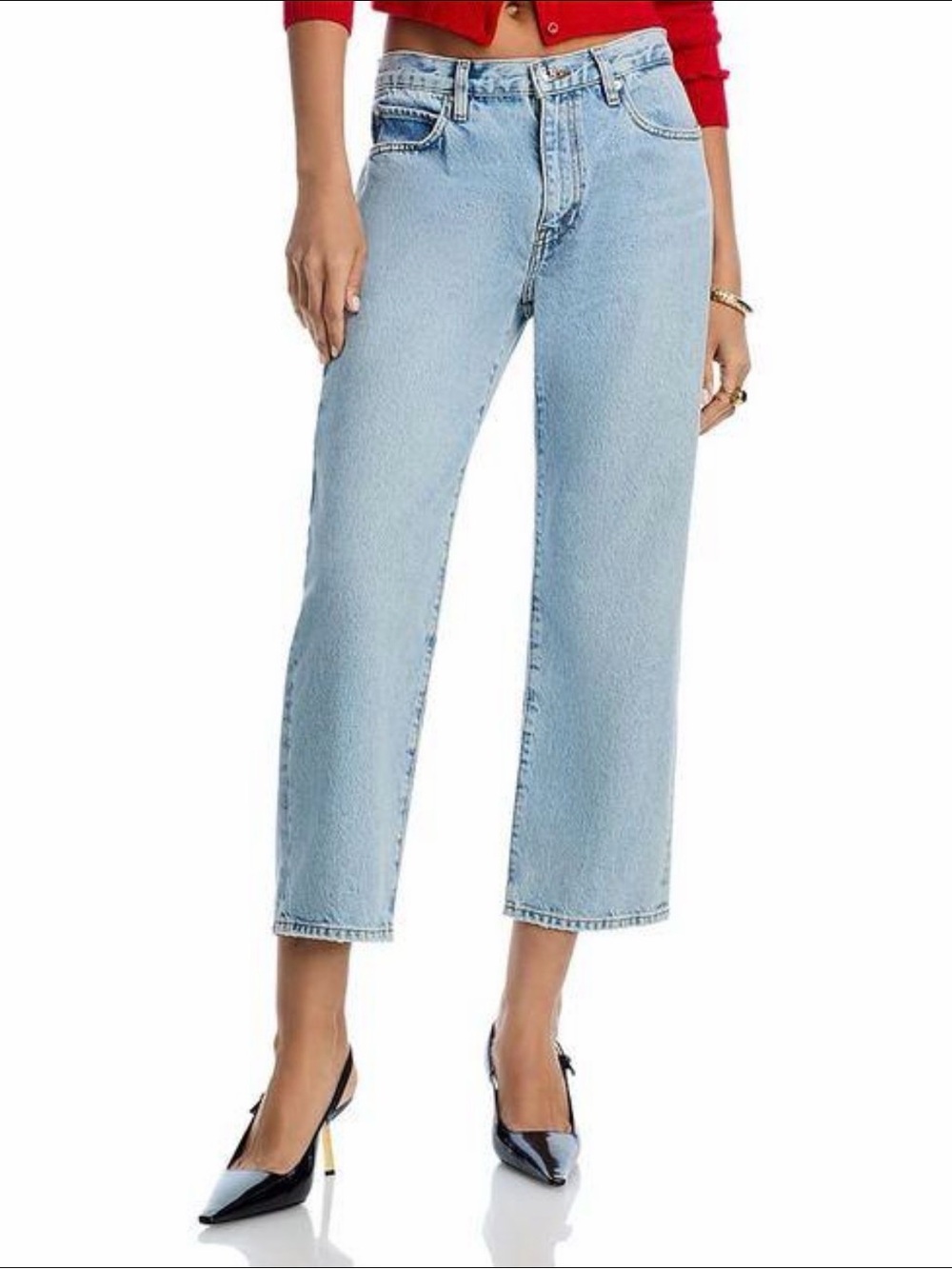 FRAME The Hang Cropped Straight Leg Jeans Light Wash Size 31